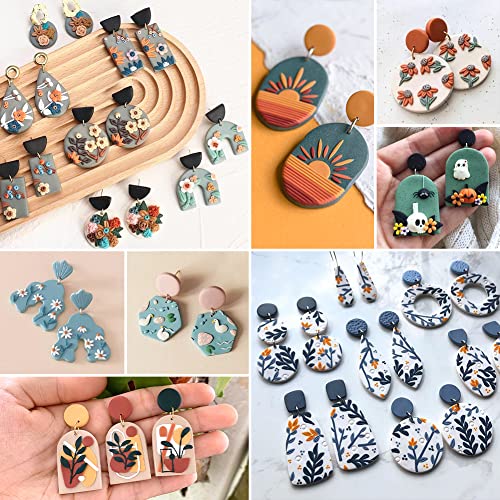 PTFJZ Polymer Clay Cutters for Earring Making 76pcs Clay Tools Set 67 Shapes Stainless Steel Clay Cutters with 8 Circle Shape Cutters 1 Letter Stamp - color: 76metal