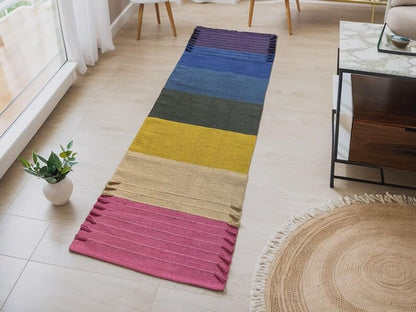 Payal Rugs Cotton Yoga Mat - Eco-Friendly Hand-Woven Rug - Non Slip & Thick (24”x72”x5mm) for Yoga Everyday Fitness at Home - Comfortable Extra-Long - color: Multicolor 02