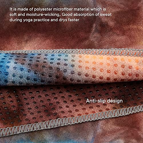 Yoga Towels, Non Slip Hot Yoga Mat Towel with Grip Dots,Super-Absorbent Soft Microfiber Yoga Blanket for Pilates, Fitness and Workout 72inch x 24inch - color: Coffee+blue