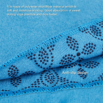 Yoga Towels, Non Slip Hot Yoga Mat Towel with Grip Dots,Super-Absorbent Soft Microfiber Yoga Blanket for Pilates, Fitness and Workout 72inch x 24inch - color: Blue