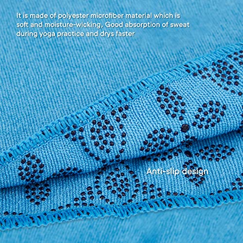 Yoga Towels, Non Slip Hot Yoga Mat Towel with Grip Dots,Super-Absorbent Soft Microfiber Yoga Blanket for Pilates, Fitness and Workout 72inch x 24inch - color: Blue