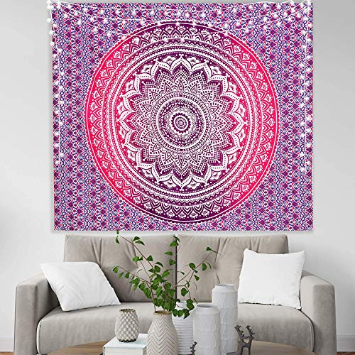 Popular Handicrafts Tapestry Wall Hanging Hippie Mandala Bohemian Hippy Psychedelic Design Indian Tapestries Bedspread 30 x 40 Inches (76 x 101 cms), Pink Purple Ombre - color: Pink Purple, size: 40"L x 30"W
