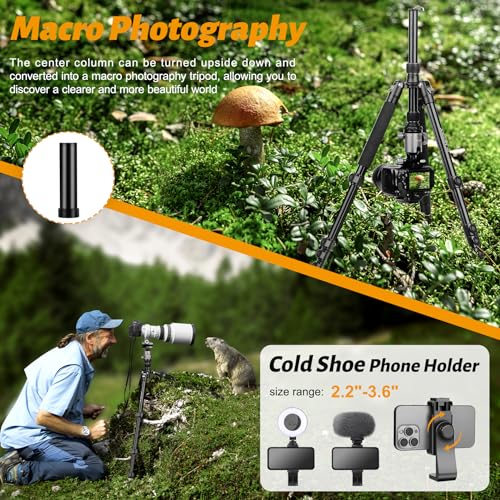 JOILCAN 81" Tripod for Camera Phone, 83" Aluminum Camera Tripod Monopod | Tall DSLR Tripod with 360° Ball Head, Heavy Duty Travel Tripod for Binoculars Spotting Scope Telescope, Payload 35lb - color: Grey