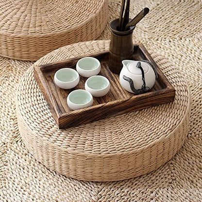 HUAWELL Japanese Style Handcrafted Eco-Friendly Breathable Padded Knitted Straw Flat Seat Cushion, Hand Woven Tatami Cushion Best for Zen, Yoga Practice or Buddha Meditation (15.8) - size: 15.8