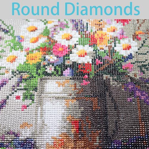 Diamond Art Painting Kits for Adults, Wildflower Daisy Bouquet Full Drill Diamond Dots Paintings for Beginners, Round 5D Paint with Diamonds Pictures Gem Art Painting Kits DIY Crafts Kits 12x16In - color: Wildflower