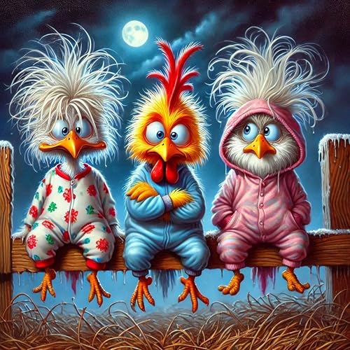 AWUJON Diamond Painting Kits for Adults, Chicken 5D Diamond Art Kits Full Drill Diamond Dots DIY Paintings with Diamonds Gem Art and Crafts Home Wall Decor 13.7x13.7inch - color: Chicken