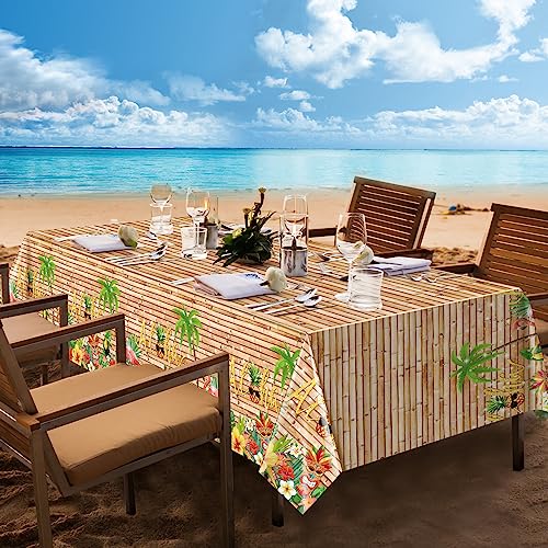 6Pcs Hawaiian Luau Tablecloth Tiki Party Tablecloths Tropical Table Cloth Plastic Disposable Rectangle Table Covers for Tiki Bar Tropical Summer Beach Pool Birthday Party Decorations ,108x 54 Inch - size: 6pcs