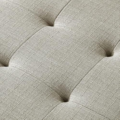 24KF Large Rectangular Upholstered Tufted Linen Fabric Ottoman Bench, Padded Bench with Solid Wood Shelf-Linen - color: Linen-bench, size: 16"D x 44"W x 18"H
