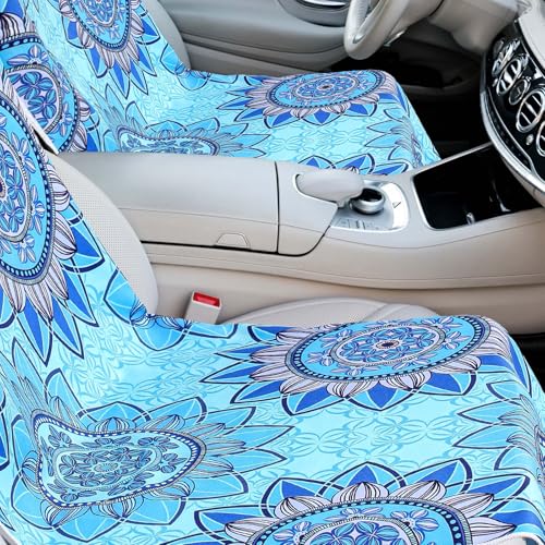 Hahafelt 2 Pack Car Seat Towel Cover with Storage Bag, Blue Mandala | 63 x 32 in Car Towel Seat Cover Non Slip Waterproof, Gym Workout Swimming Running, Machine Washable Sweat Absorbent Protector - style: Blue Mandal