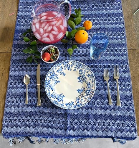Del Mex Mexican Rebozo Shawl Blanket Doula - color: Blue/White, size: Regular (6 ft x 2.5 ft)