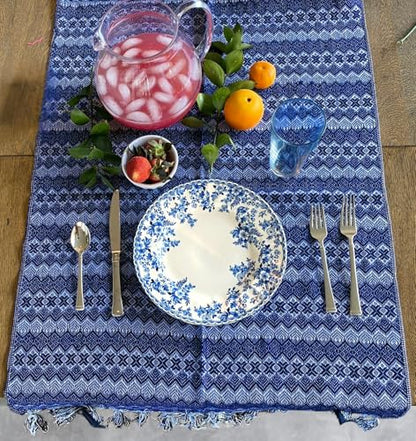 Del Mex Mexican Rebozo Shawl Blanket Doula - color: Blue/White, size: Regular (6 ft x 2.5 ft)