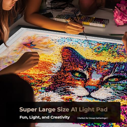 A1 Light Pad,LED Light Board for Diamond Painting,Tracing&Drawing | 7000 Lux Bright Light,10 Brightness Levels,Independent Anti-Touch Controller,Ultra Thin Design,USB-C Connection - size: A1-3color
