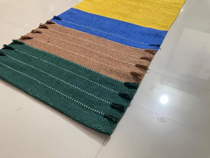 Payal Rugs Cotton Yoga Mat - Eco-Friendly Hand-Woven Rug - Non Slip & Thick (24”x72”x5mm) for Yoga Everyday Fitness at Home - Comfortable Extra-Long - color: Multi 05