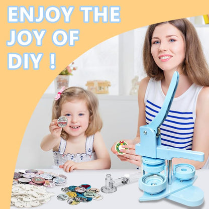 Button Maker Machine, Button Pin Maker (3rd Gen) Installation-Free DIY, Button Press Machine Kit with Free Button Parts&Circle Cutter&Wrench Gadget (Light Blue, 58mm（2.25in）) - color: Light Blue