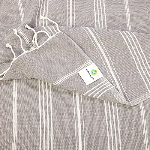 Beach Towel 100% Cotton Turkish Beach Towel Adult 38x70 Inch Pre-washed Absorbent Extra Large|Sand Free Quick Dry BathTowels|Lightweight Blanket|Travel Cruise Camping Spa Gym Yoga Towel|Dapple Grey - color: White Lightgrey