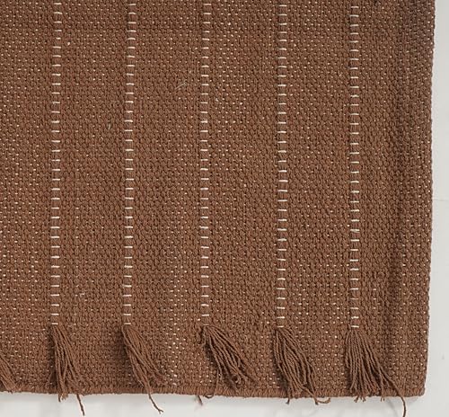 Indian Handmade 100% Organic Cotton Yoga Mat, Hand Woven Rug, Yoga Mat For Everyday Fitness at Home Comfortable Foldable Long Mat - color: Brown
