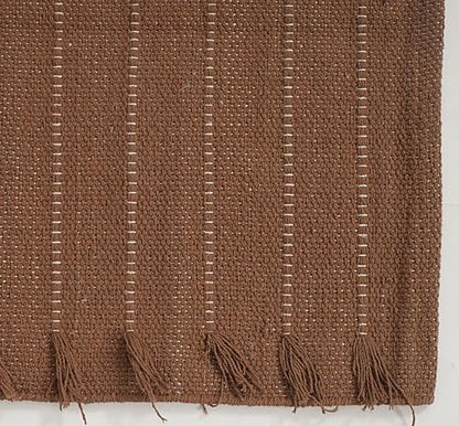 Indian Handmade 100% Organic Cotton Yoga Mat, Hand Woven Rug, Yoga Mat For Everyday Fitness at Home Comfortable Foldable Long Mat - color: Brown