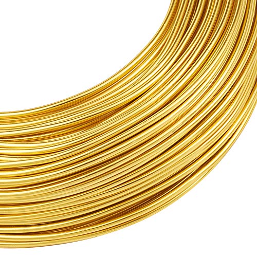 114 Feet 10 Gauge Aluminum Wire Gold Bendable Metal Craft Wire for Beading Jewelry Craft Making (2.5mm) - color: Round-Gold, size: 2.5mm