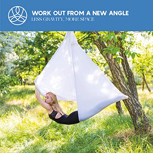 Aerial Yoga Hammock Swing, 4.5 Yards, Aerial Silks with Hardware - color: White, size: 4.5 yards