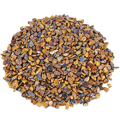 SUNYIK Tiger's Eye Tumbled Chips Stones with Solar Plexus Chakra Pillow | 0.5LB/230g Crushed Crystal Quartz Chips for 7 Chakra Healing Meditation Yoga Reiki Energy Balancing - color: Yellow/Yellow
