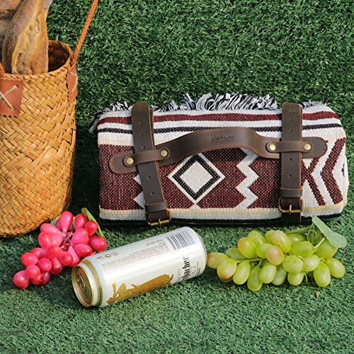 Leather Picnic Blanket Carry Strap Bedroll Belt Camping Travel Rug Holder | Adjustable, Lightweight, for Yoga Mats, Motorcycle Rolls,Camping Mat,Secures 6"-7.8" Diameter Rolls, Outdoor Travel Accessory