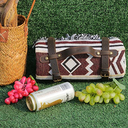 Leather Picnic Blanket Carry Strap Bedroll Belt Camping Travel Rug Holder | Adjustable, Lightweight, for Yoga Mats, Motorcycle Rolls,Camping Mat,Secures 6"-7.8" Diameter Rolls, Outdoor Travel Accessory