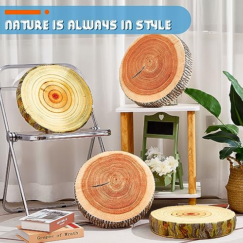 Juexica Decorative Round Wood Stump Throw Pillow Tree Floor Cushion, 6 Pcs