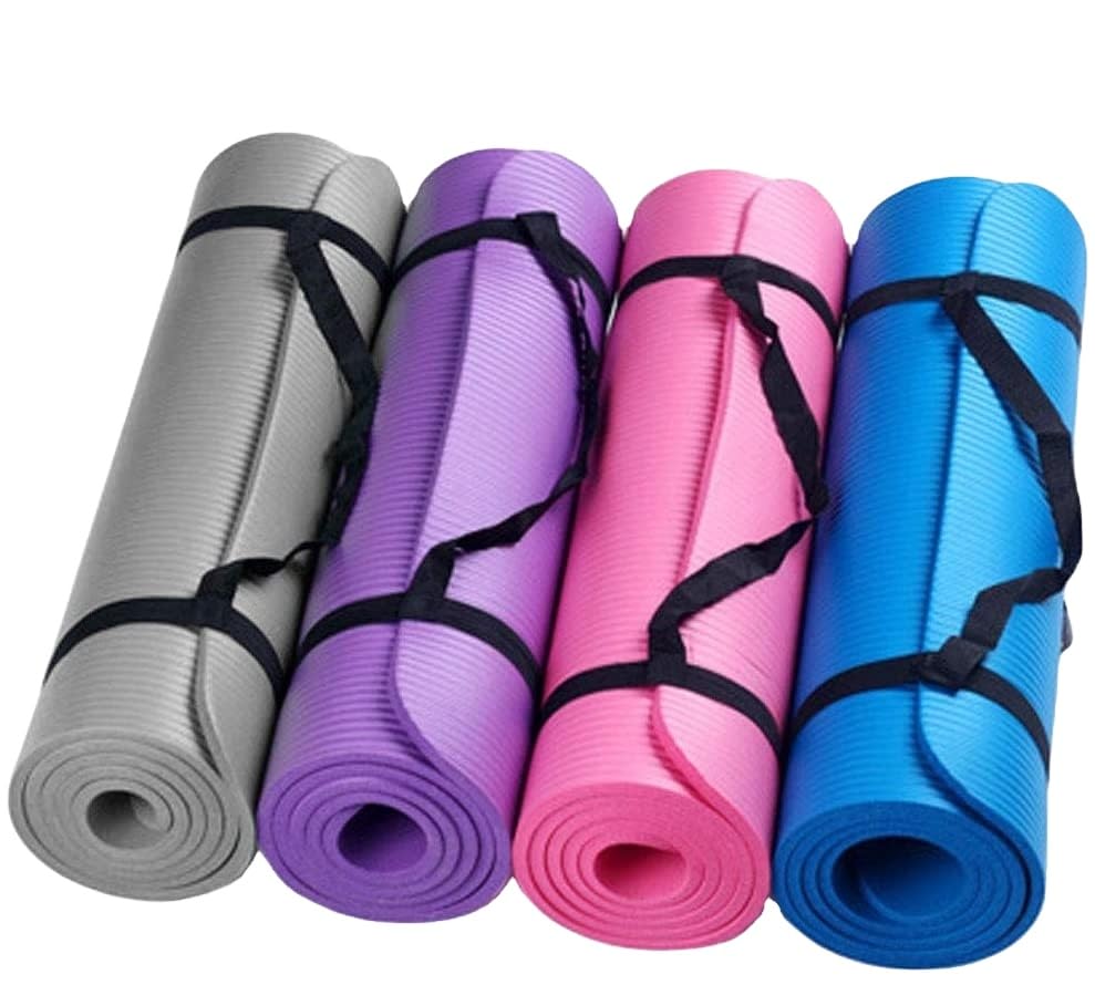 Extra Thick Yoga Mat, 10mm NBR Exercise Mat with Carry Strap, Non-Slip for Home & Gym Workouts, 72x24 inches