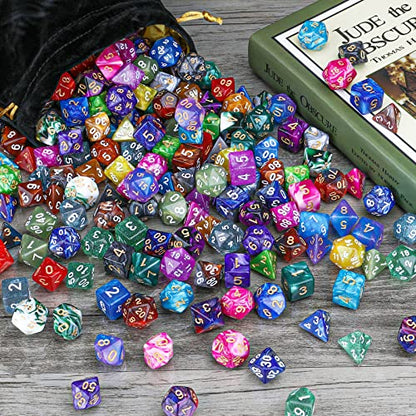 Polyhedral Dice Set- 25 X 7 (175 Pieces) DND Dice with Storage Pouch - color: 25sets-2