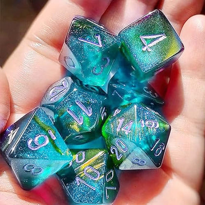 Juome Dice Resin Molds Silicone, DND Dice Silicone Molds for Epoxy Resin | Resin Mold with 7 Standard Stereoscopic Dice Cavities, Resin Mold for DIY Dices Making, Table Board Game Dice Lovers Gift