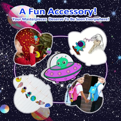 mom&myaboys 3D Aqua Puff Art Kit for Kids - Mess-Free Magic Water Painting Craft, DIY Color & Inflate Animals Activity, Creative Travel Gift for Girls & Boys Ages 4-10 (Outer Space) - style: outer space