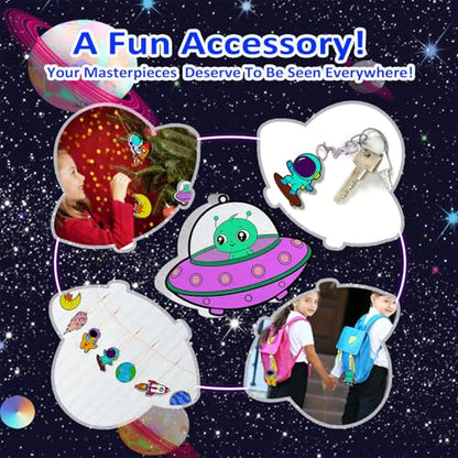 mom&myaboys 3D Aqua Puff Art Kit for Kids - Mess-Free Magic Water Painting Craft, DIY Color & Inflate Animals Activity, Creative Travel Gift for Girls & Boys Ages 4-10 (Outer Space) - style: outer space