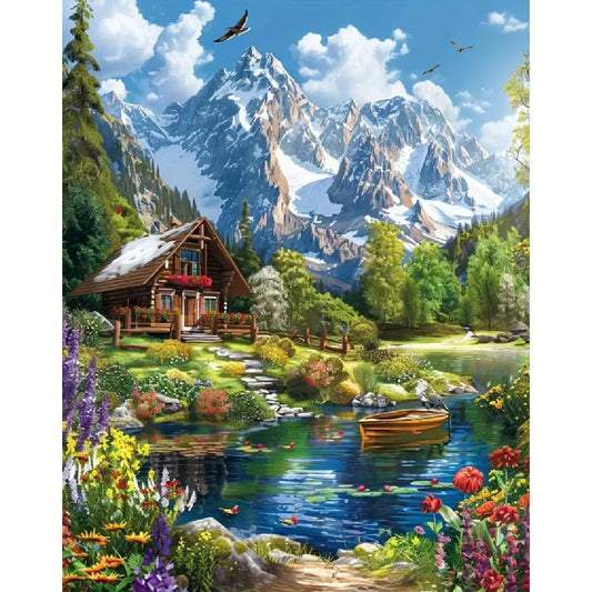 Muzagroo Paint by Numbers Oil Painting Kits for Adults DIY Landscape Oil Painting for Beginners Hand Crafts Kits with Brushes and Acrylic Paints 16x20 inches (Landscape) - color: Landscape