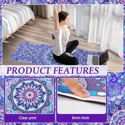 Tinideya 3 Pcs Yoga Mat and Blocks Set 6mm Non Slip Strap - color: Purple