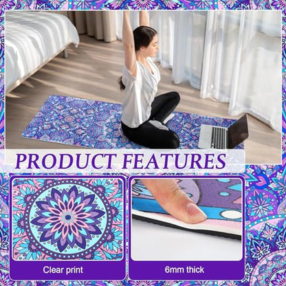Tinideya 3 Pcs Yoga Mat and Blocks Set 6mm Non Slip Strap - color: Purple