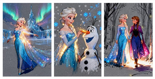 3 Pack Glowing Diamond Art Kits for Adults, Disiney Glowing Princess Diamond Painting Kit for Adults and Kids, Full Round Drill Diamond Art Paintings Diamond Dot Gem Art Home Wall Decor (Multicolor 9) - color: Multicolor 9