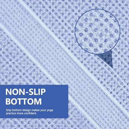 Hot Yoga Towel - Microfiber Non Slip Yoga Mat Towel with Grip Dot Sweat Absorbent Towel for Hot Yoga, Pilates and Fitness 72" x 24", Blue - color: Blue
