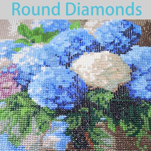 Diamond Art Painting Kits for Adults, Blue Hydrangea Flower Vase Full Drill Diamond Dots Paintings for Beginners, Round 5D Paint with Diamonds Pictures Gem Art Painting Kits DIY Crafts Kits 12x16In - color: Hydrangea