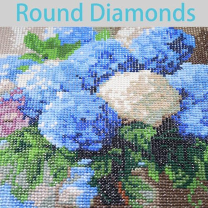 Diamond Art Painting Kits for Adults, Blue Hydrangea Flower Vase Full Drill Diamond Dots Paintings for Beginners, Round 5D Paint with Diamonds Pictures Gem Art Painting Kits DIY Crafts Kits 12x16In - color: Hydrangea