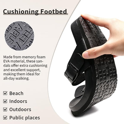 Women Arch Support Flip Flops – Adjustable - color: Black, size: 5