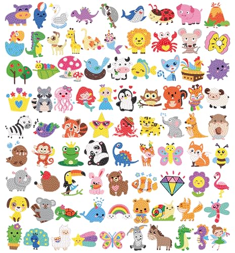 Labeol Diamond Art Kits for Kids Boys and Girls Ages 6-8-10-12 Easy to DIY Creative Diamond Art Sticker Craft by Numbers Kits for Kids and Adult Beginners (Colorful Animal) - style: Colorful animal