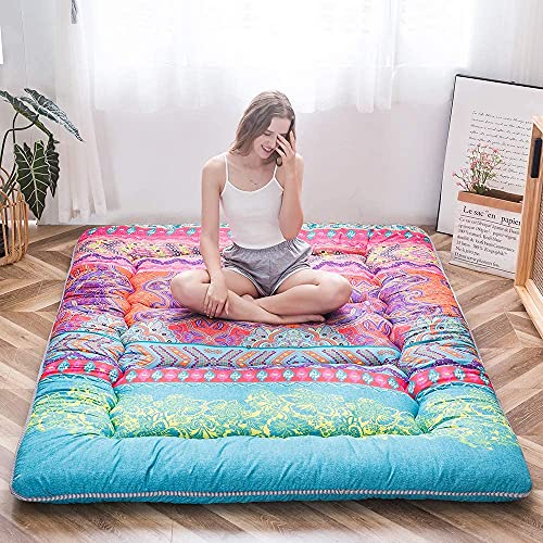 MAXYOYO Japanese Floor Mattress 4" Thick Twin Size Foldable Futon Mattress - color: Bohemian B, size: Twin
