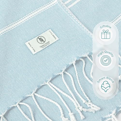 Ossano Turkish Beach Towel Quick Dry & Absorbent Oversized (39" x 71") - Compact, Versatile and Functional as Travel Blanket, Bathroom, Shower, Gym and Pool Towels, Yoga, Bath Mat - Baby Blue - color: Baby Blue