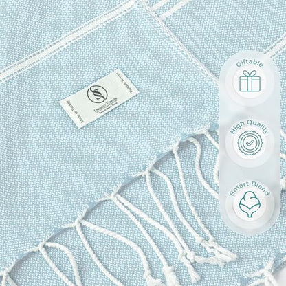 Ossano Turkish Beach Towel Quick Dry & Absorbent Oversized (39" x 71") - Compact, Versatile and Functional as Travel Blanket, Bathroom, Shower, Gym and Pool Towels, Yoga, Bath Mat - Baby Blue - color: Baby Blue