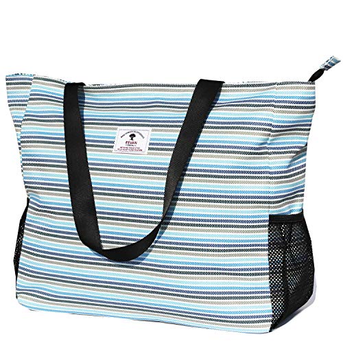 ESVAN LARGE BEACH BAG Water Resistant Lightweight 20 inch Women Oversize Tote Bag for Gym Beach Travel Pool Yoga Nurse - color: W