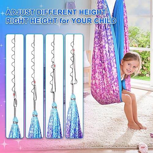 Sensory Swing for Kids Indoor - Outdoor Double-Layer Hammock Swing Special Needs Sensory Joy Therapy Cuddle Chair with 360° Swivel Hanger Kit Adjustable Swing for Aspergers Autism ADHD Adults