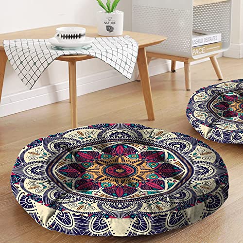 Mandala Meditation Cushion, Boho Meditation Mat, Meditation Pillows for Sitting on Floor, Cushions for Sitting in Home and Outdoor, Round Floor Pillows Cushion Seating for Yoga Accessories 22'' X 22'' - color: 01.mandala Meditation Cushion-2, size: 22x22