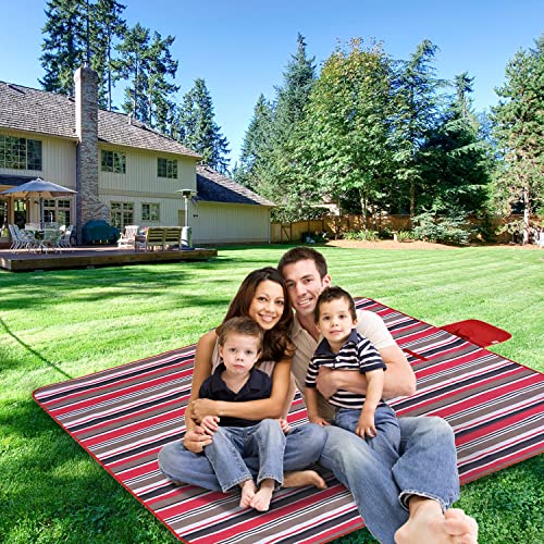 Beach Blanket Picnic Mat Sandproof Waterproof Extra Large Outdoor Camping Blanket Foldable Portable Picnic Mat for Travel Hiking Music Festival Park Lawn Grass Red Lines - color: Red Lines