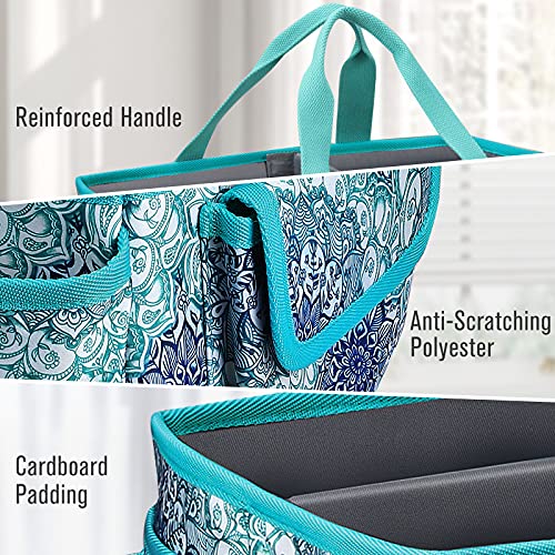 FINPAC Craft Storage Tote Bag with Pockets, Scrapbooking Carrying Case - color: *Emerald Illusions