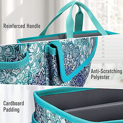 FINPAC Craft Storage Tote Bag with Pockets, Scrapbooking Carrying Case - color: *Emerald Illusions
